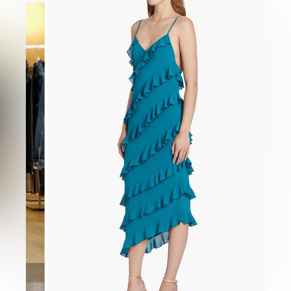 Amanda uprichard belladonna ruffle midi dress size XL WORN ONCE dry cleaned
